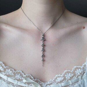 Gothic spiky rosary necklace with a small silver chain ✦ whimsigoth style ✦